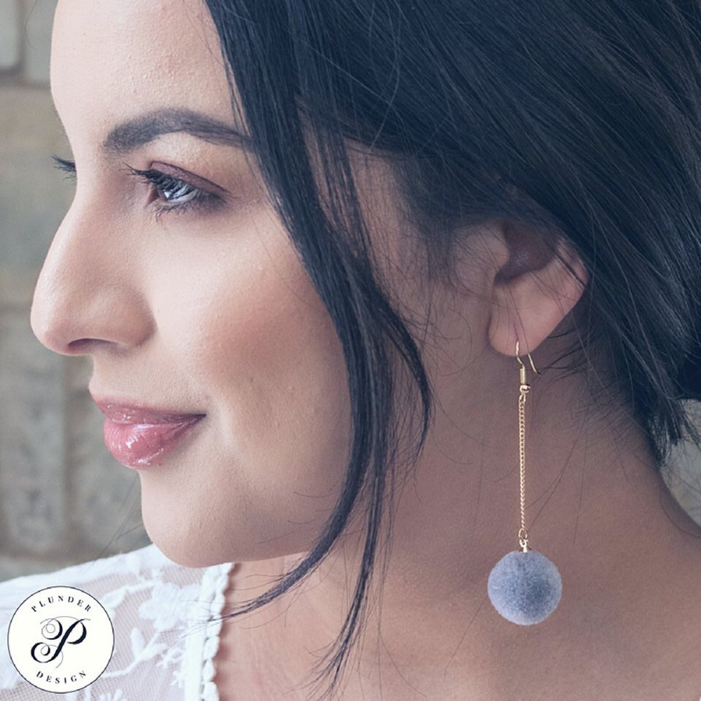 Earrings with Grey Balls